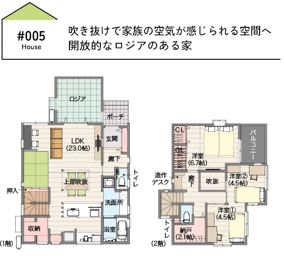 CASE05 吹き抜けで家族の空気が感じられる空間へ　開放的なロジアのある家