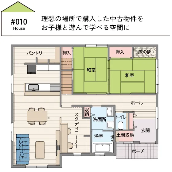 CASE10 理想の場所で購入した中古物件をお子様と遊んで学べる空間に
