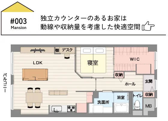 CASE03 独立カウンターのあるお家は、動線や収納量を考慮した快適空間