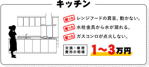 キッチンの困りごと！交換費用相場1~3万